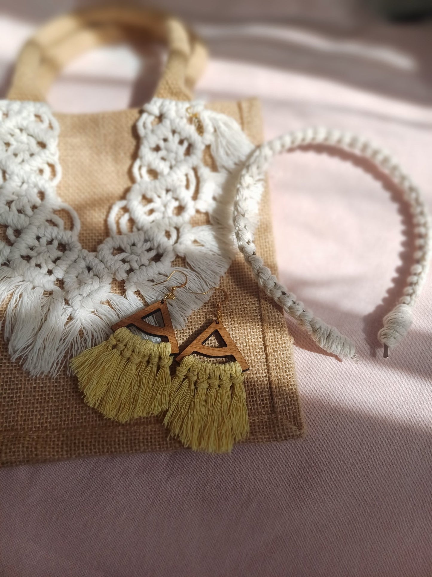 Boho Hair Band - Canary Macrame
