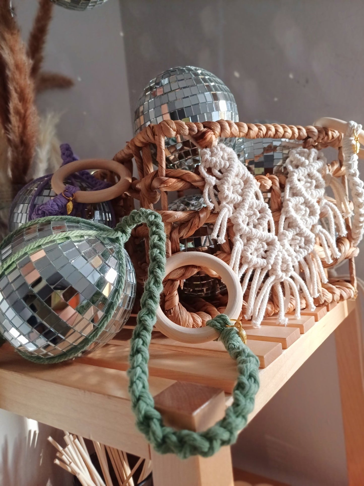Disco Ball Macrame Hanger - Canary Macrame