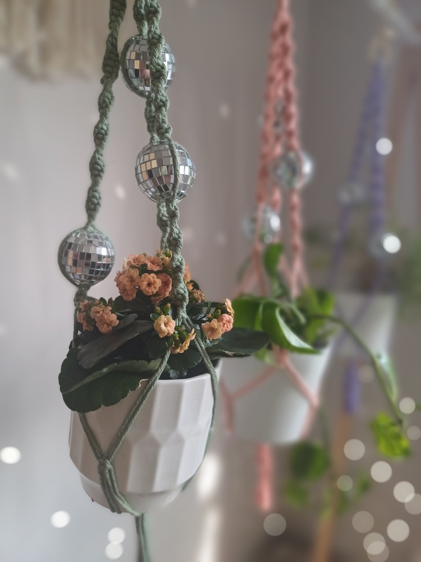 Disco Macrame Plant Hanger - Canary Macrame