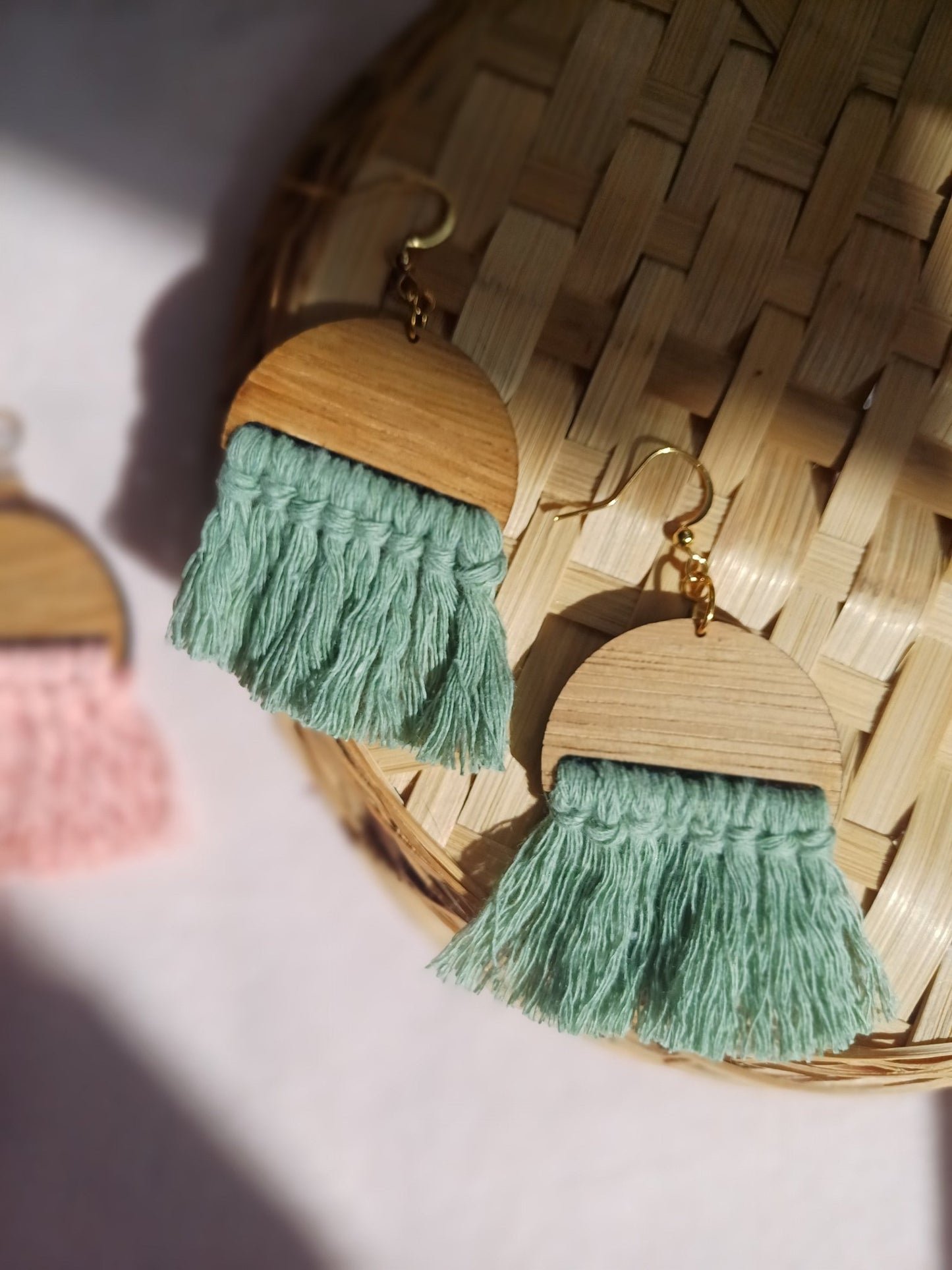Fringe Statement Earrings - Arched Design - Canary Macrame