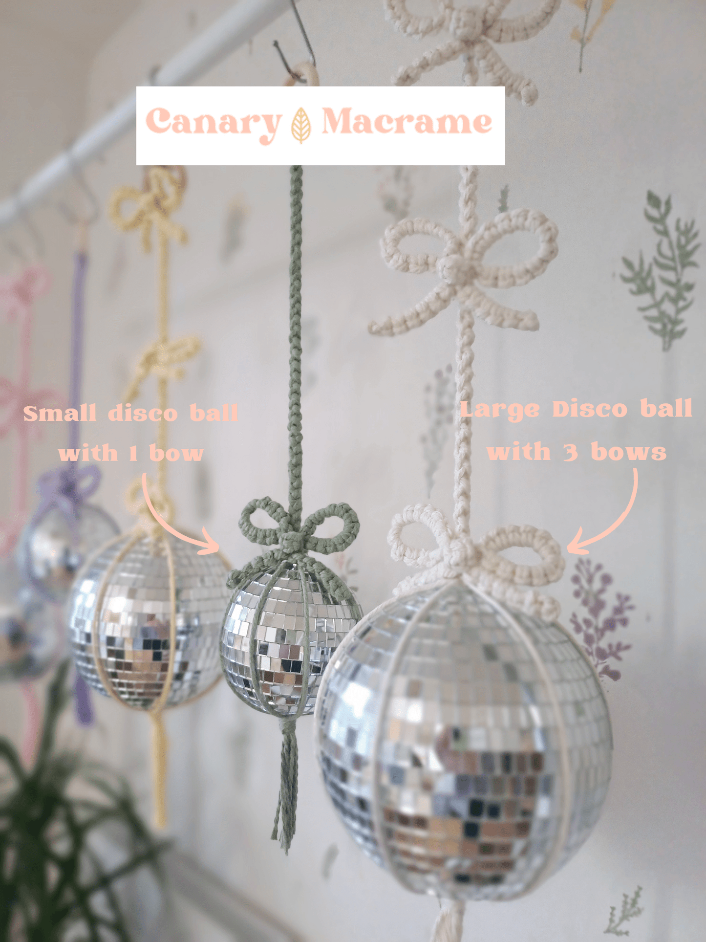 The Coquette Bow Disco Ball (Single Bow) - Canary Macrame