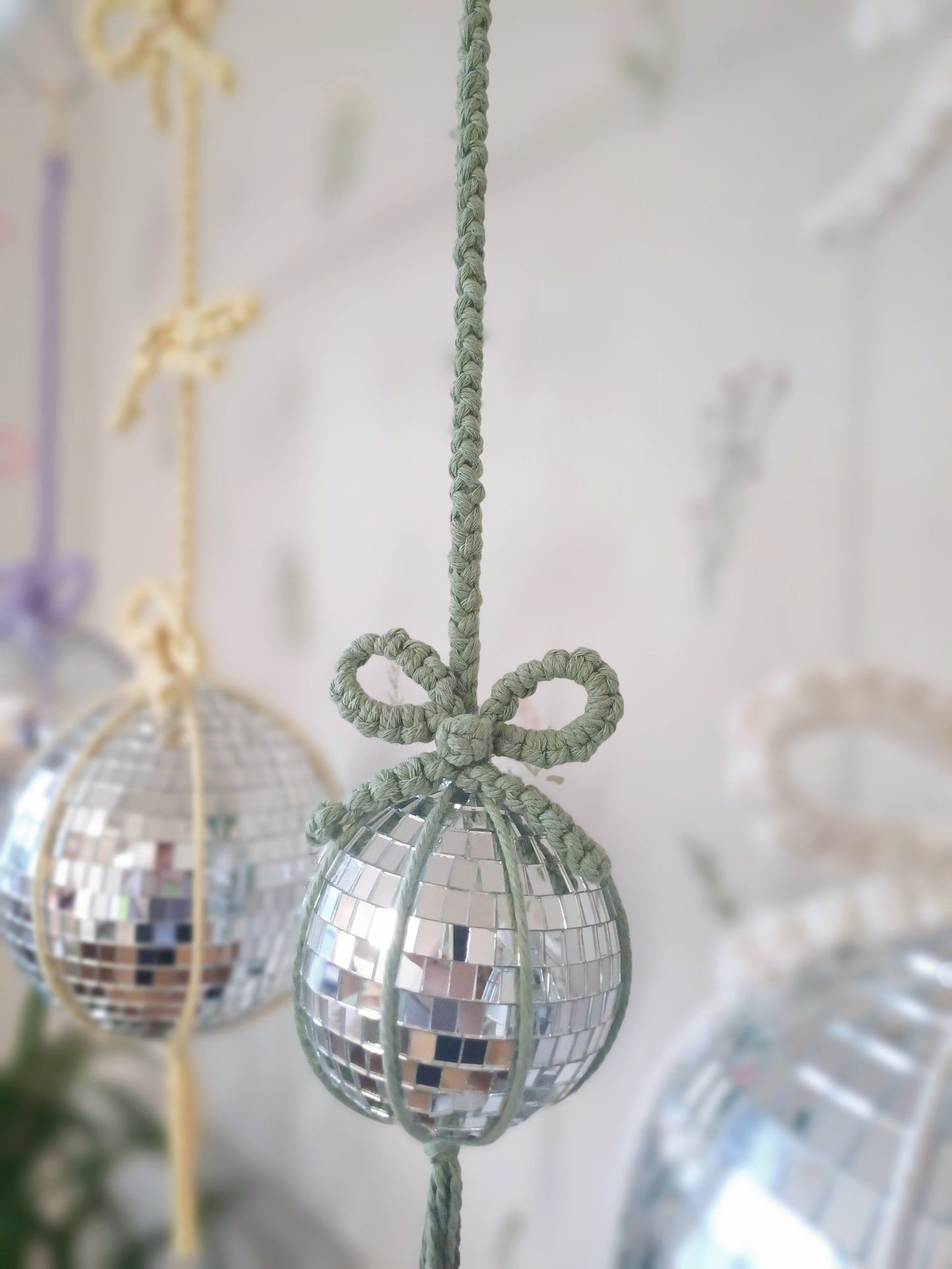 The Coquette Bow Disco Ball (Single Bow) - Canary Macrame