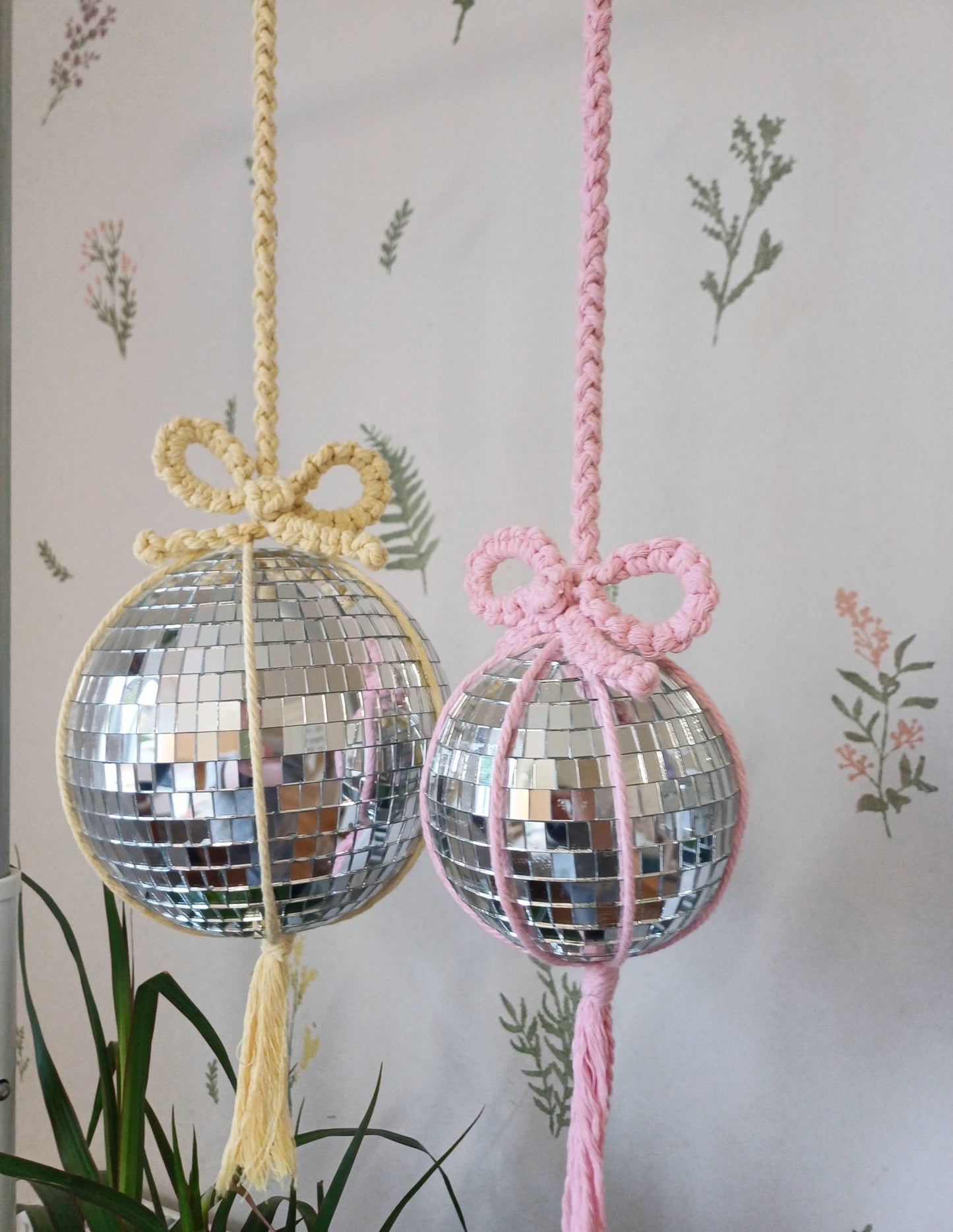 The Coquette Bow Disco Ball (Single Bow) - Canary Macrame