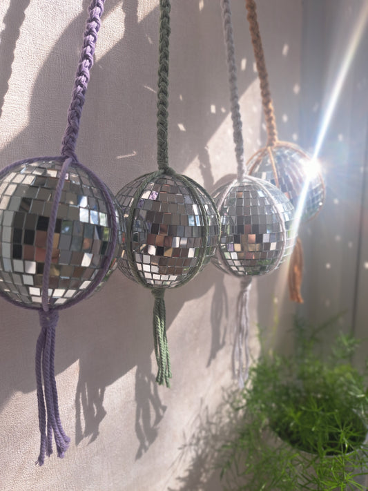 Macrame disco ball hanger