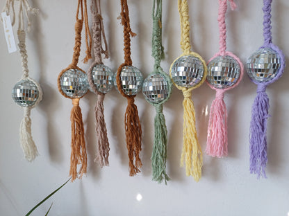 Disco ball rear view mirror accessories Mini Disco Ball with adjustable ties