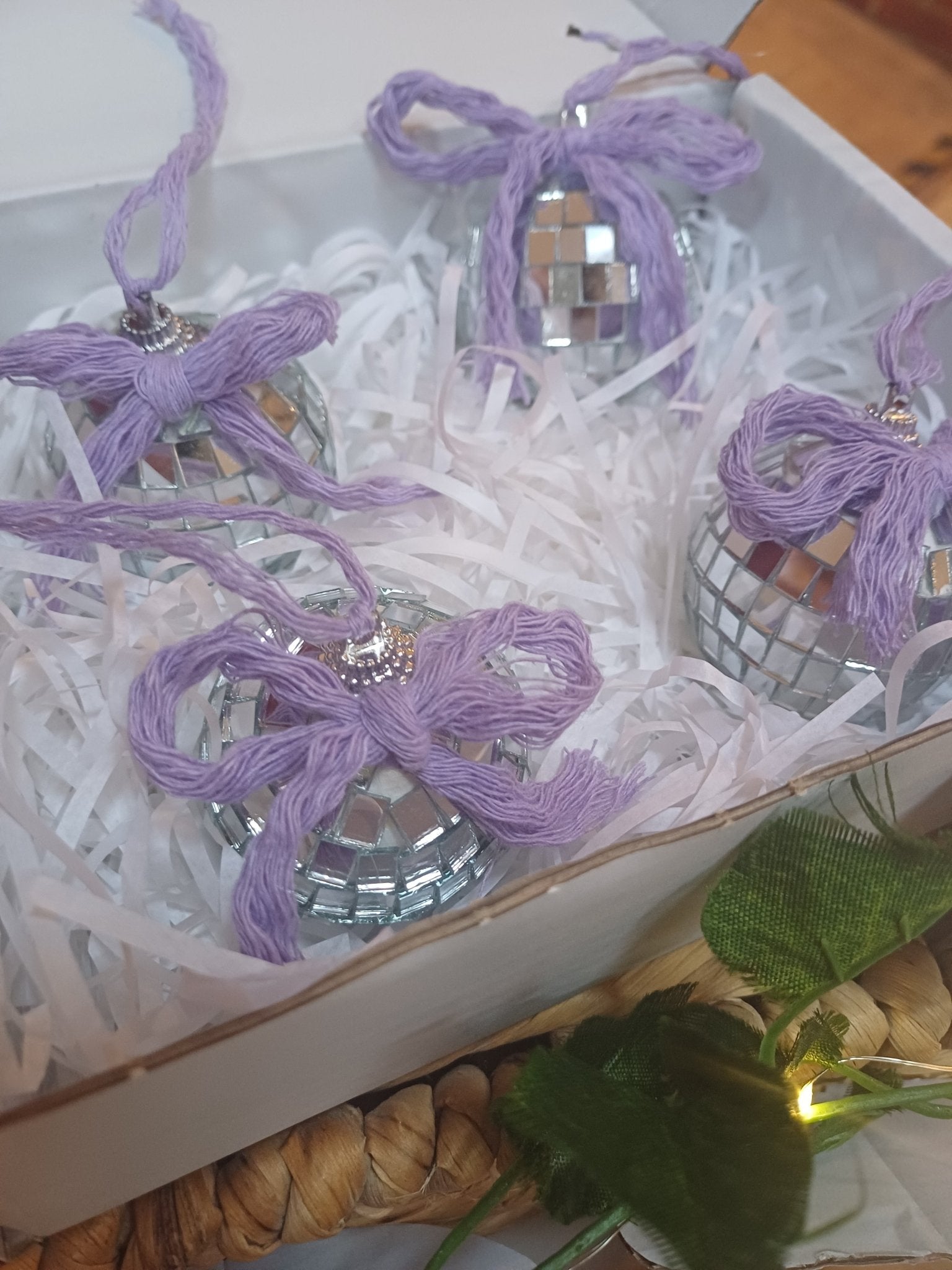 Disco Ball Bow Ornaments - Canary Macrame