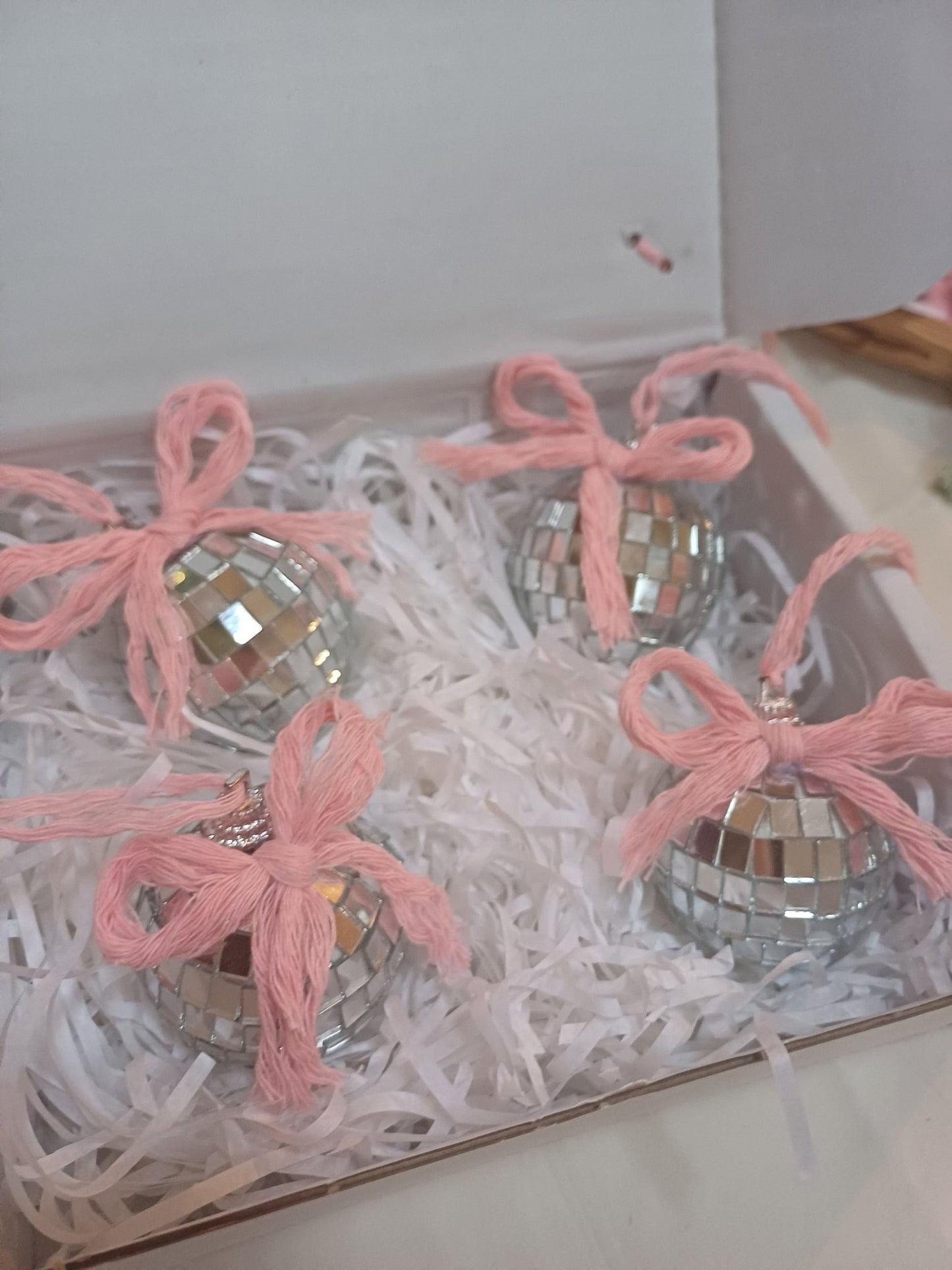 Disco Ball Bow Ornaments - Canary Macrame