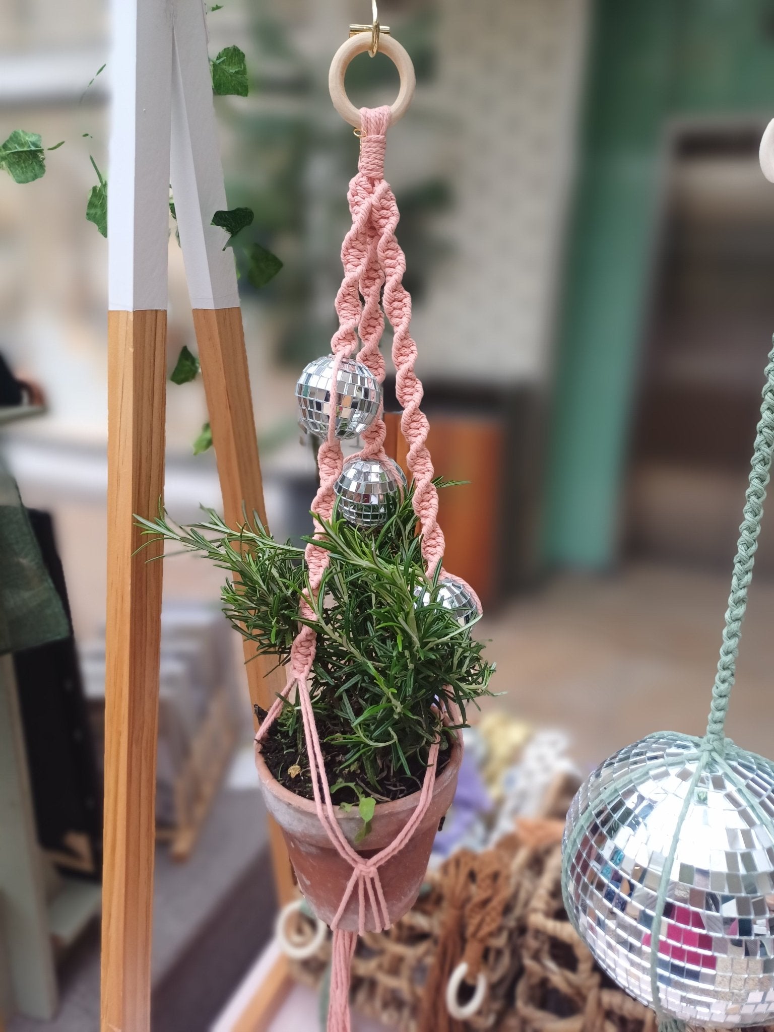 Disco Macrame Plant Hanger - Canary Macrame