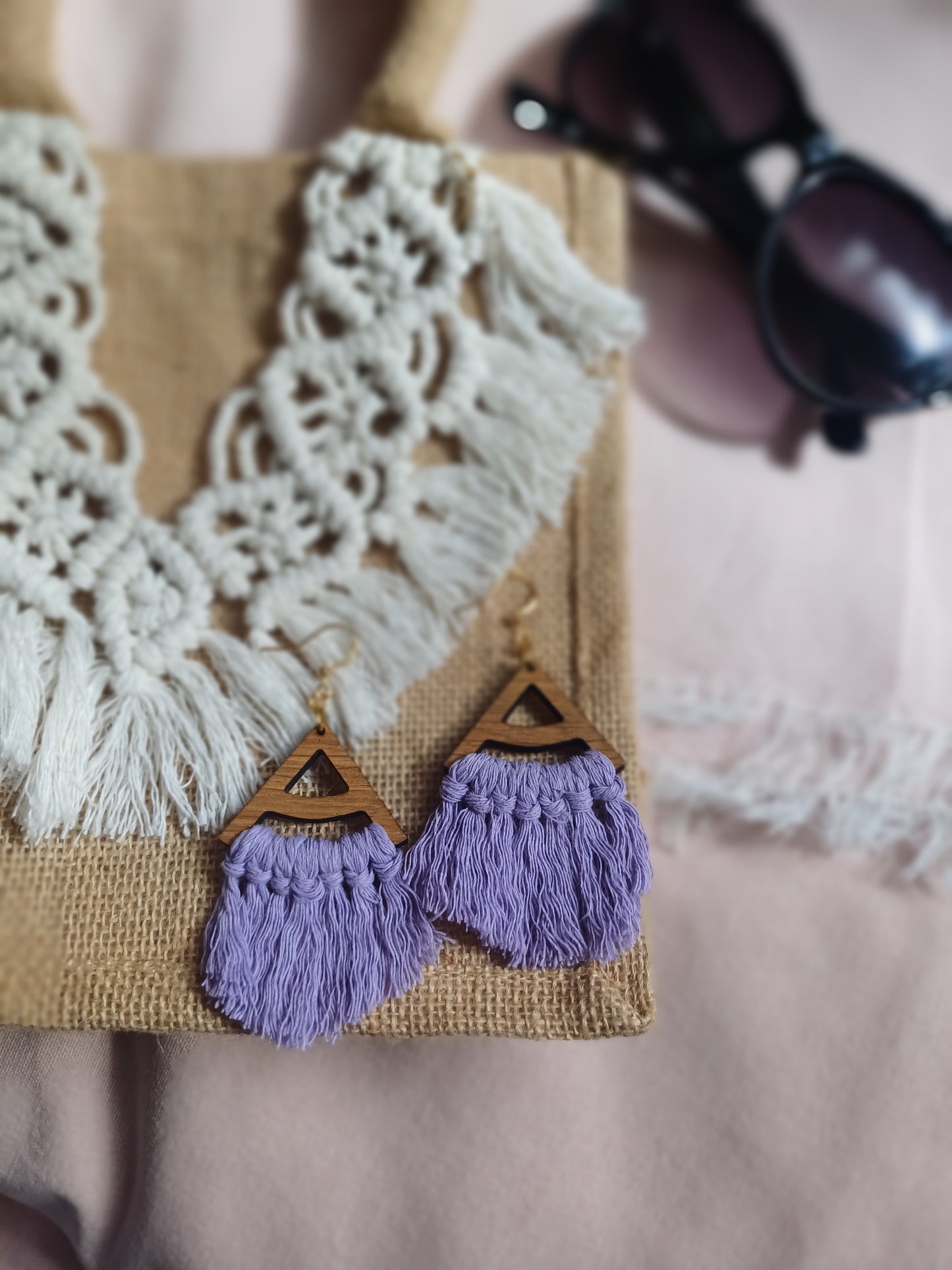Fringe Statement Earrings - Triangle Design