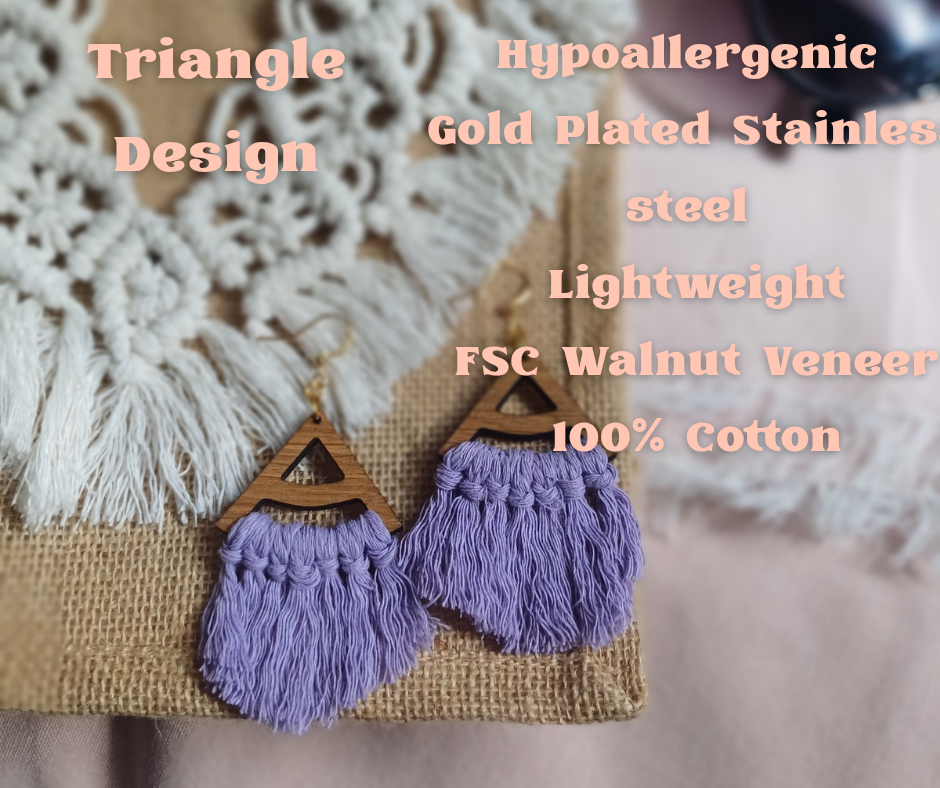 Fringe Statement Earrings - Triangle Design