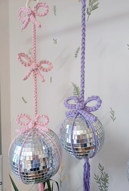 The Coquette Bow Disco Ball (Single Bow) - Canary Macrame