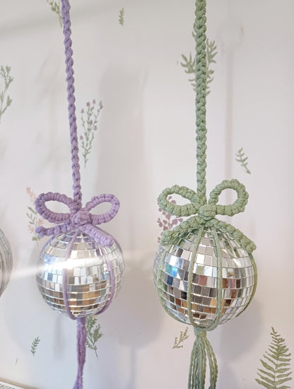 The Coquette Bow Disco Ball (Single Bow) - Canary Macrame