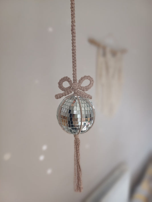 The Coquette Bow Disco Ball (Single Bow) - Canary Macrame